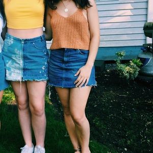 Burnt orange/ deep yellow knit tank top